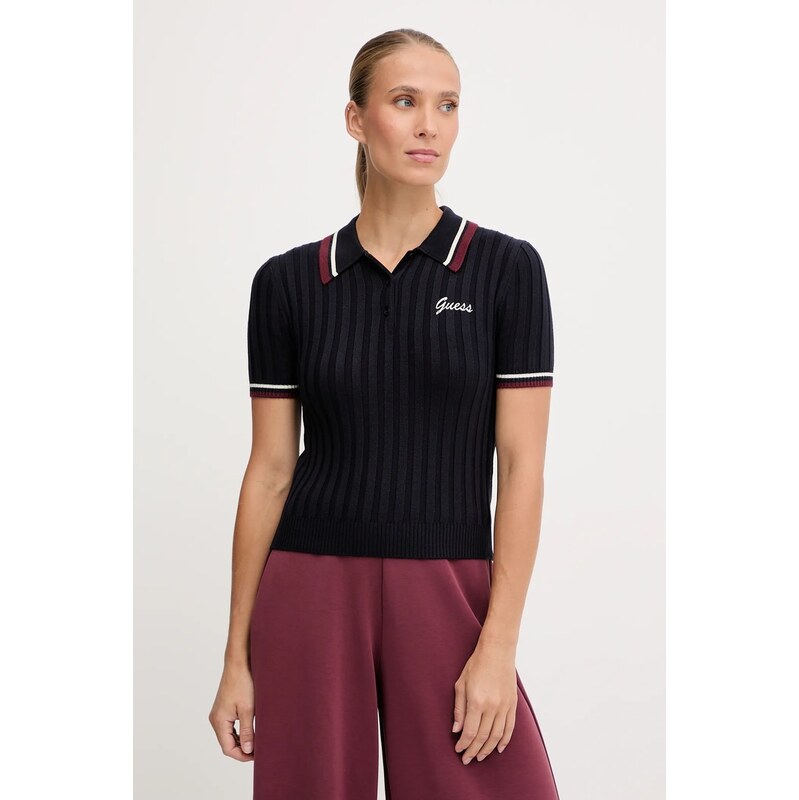 Polo tričko s příměsí vlny Guess SABINA