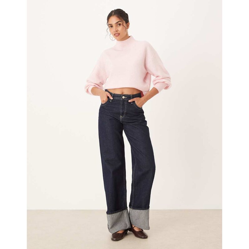 ASOS DESIGN high neck jumper in light pink