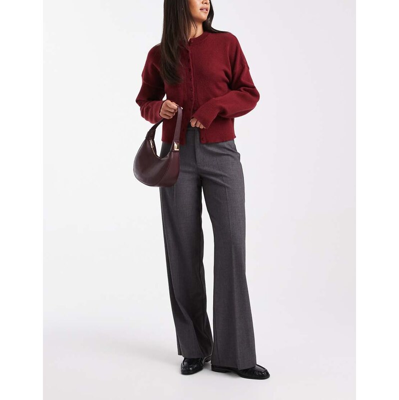 Vero Moda straight smart trouser with crease front in dark grey