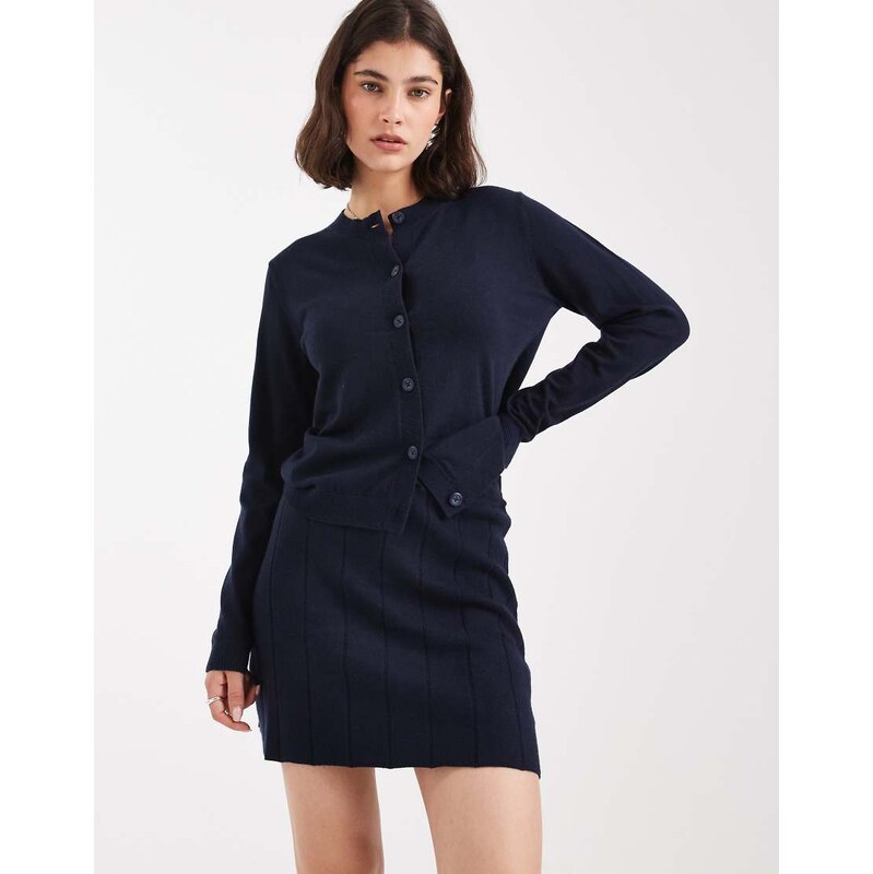 Object fine gauge knitted mini skirt co-ord in navy 109067367
