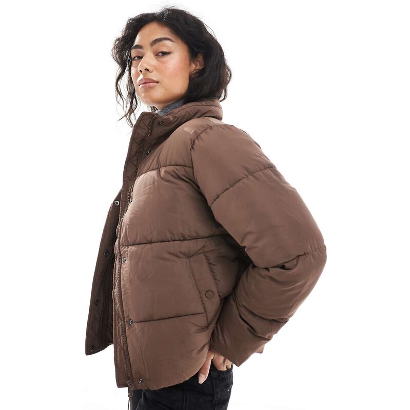 Cotton On puffer jacket with removable hood in taupe-Brown 109364895