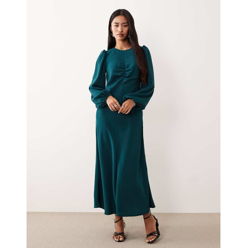 Nobodys Child Blair ruched front midaxi dress in teal-Green 109347162