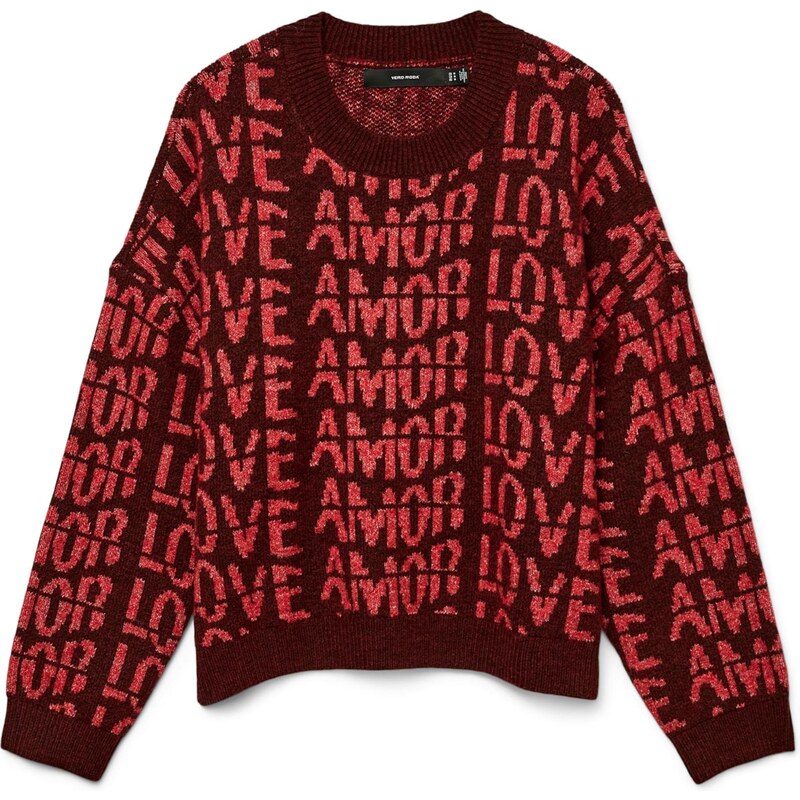 VERO MODA Svetr VMLove červená / bordó