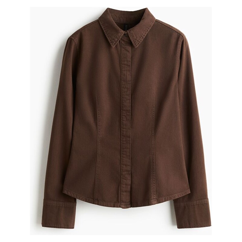 H&M - Přiléhavá džínová košile - hnědá 108885035