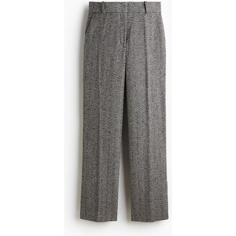 H&M - Elegantní kalhoty - Šedá/Vzor Rybí Kost