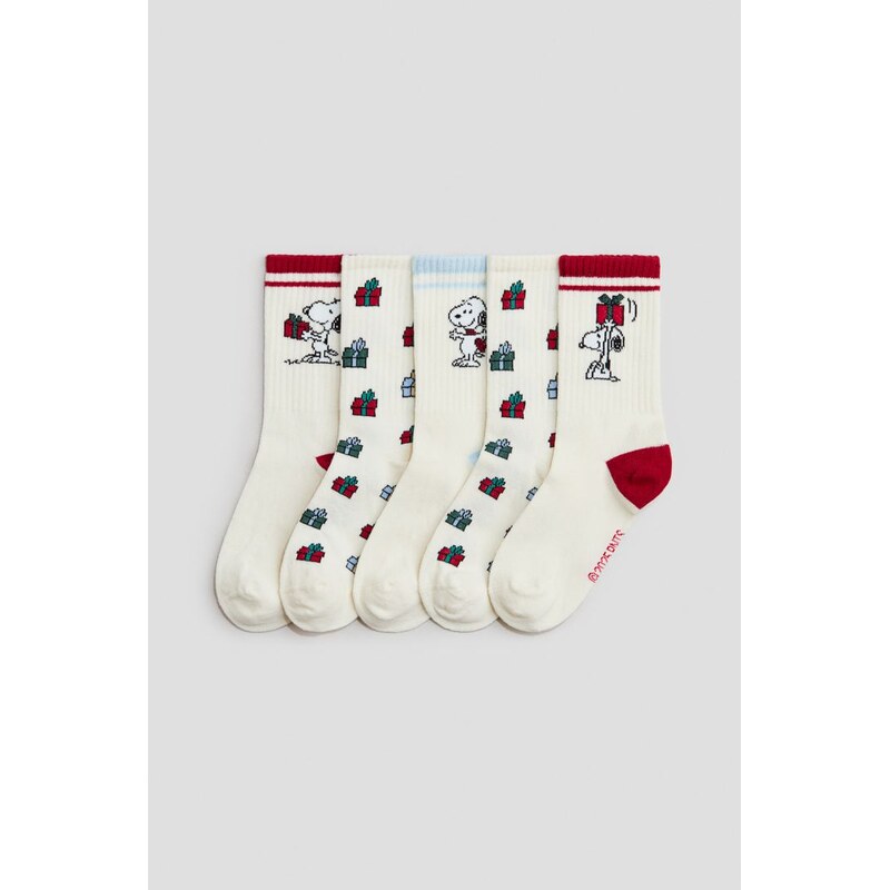 H&M - Ponožkys motivem 5 párů - bílá 109034800