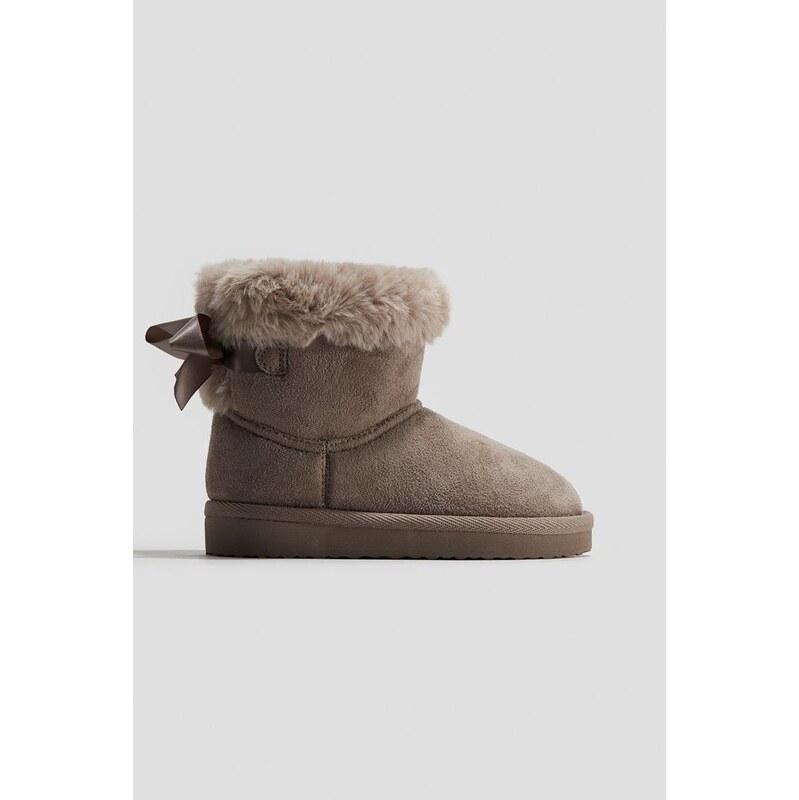 H&M - Zateplené válenky - Hnědošedá/Mašle