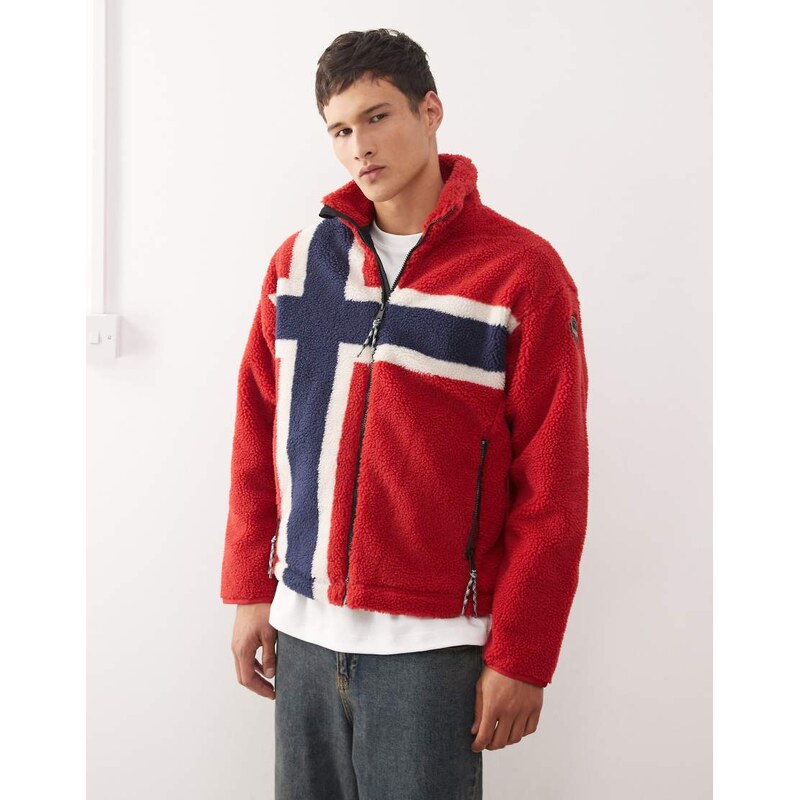 Napapijri Fiemme flag fleece in red multi