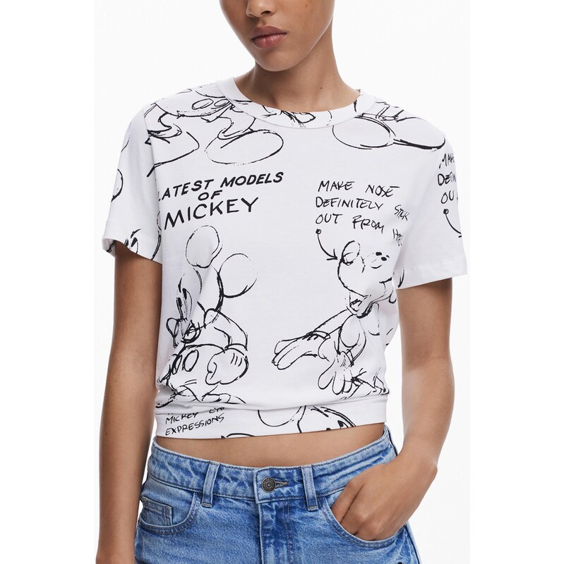 DESIGUAL Dámské crop triko s Mickey Mouse motivem 109069298