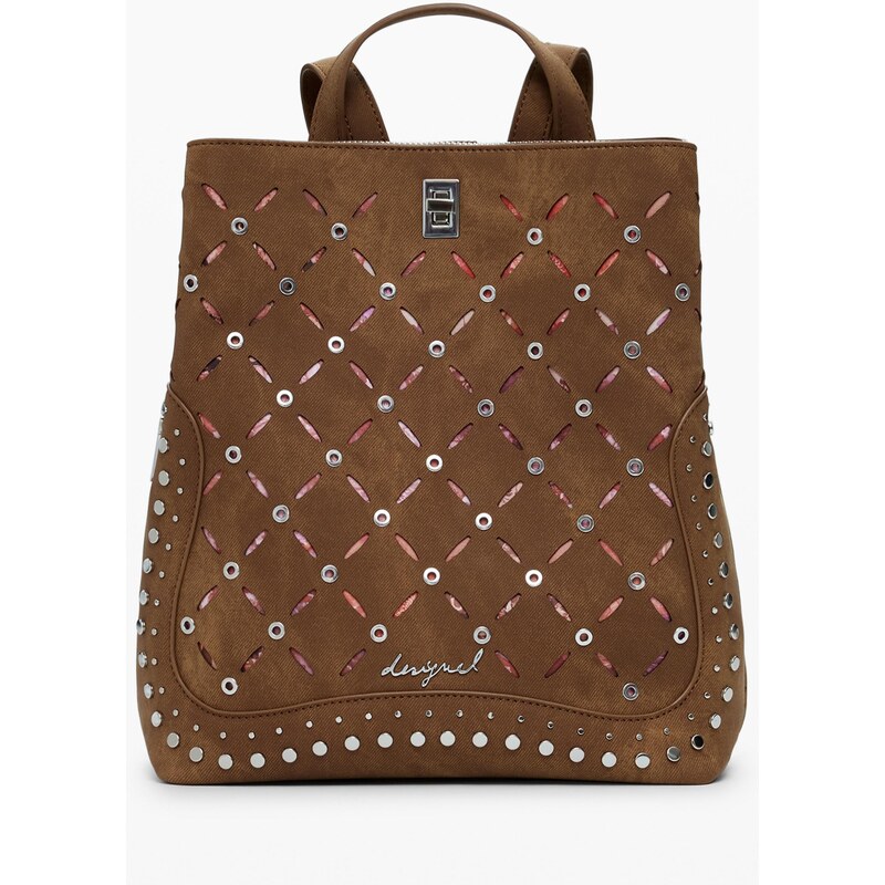 DESIGUAL Hnědý fashion batoh s ozdobnými druky 109069365