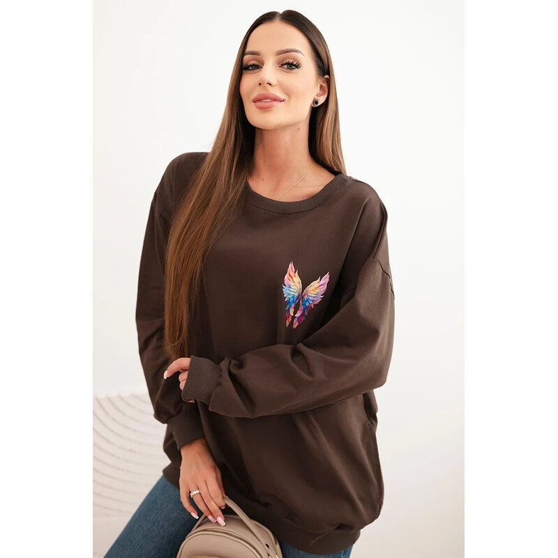 K-Fashion Dámská oversize mikina z bavlny s barevnými křídly na zádech 109073642