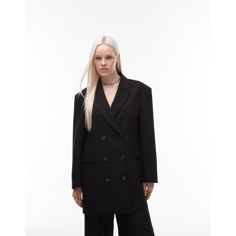 ASOS DESIGN tailored double breasted blazer dress in black 114891876