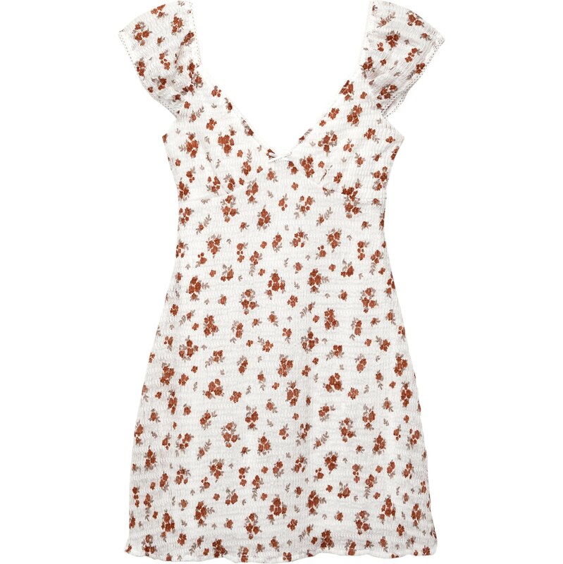 Pull&Bear Šaty koňaková / brokátová / bílá