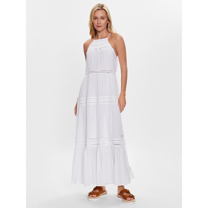 Pepe Jeans dámské bílé maxi šaty