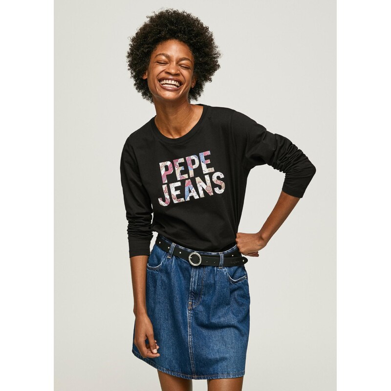 Pepe Jeans dámské černé tričko s potiskem LUNA
