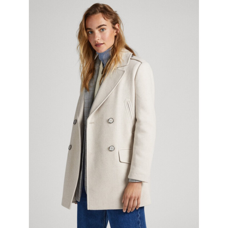 Pepe Jeans dámský krémový kabát