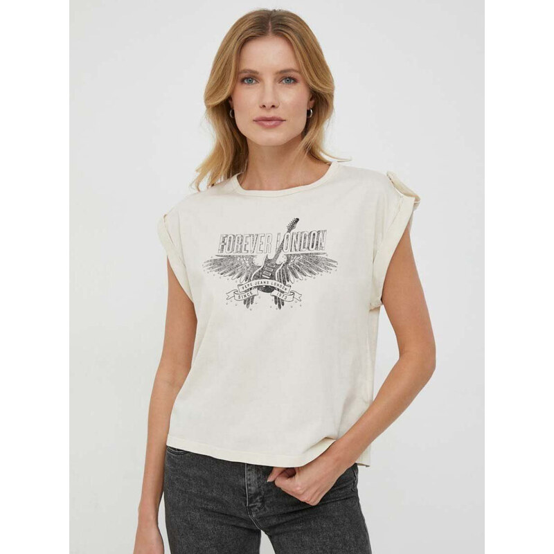 Pepe Jeans dámské krémové tričko 109097558