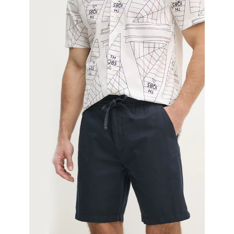 Pepe Jeans pánské tmavě modré lněné šortky