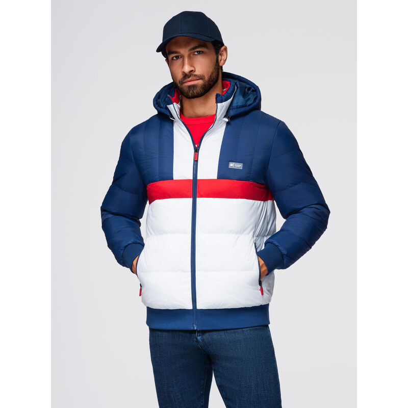 Ombre Colorful retro mens sports jacket - blue and white