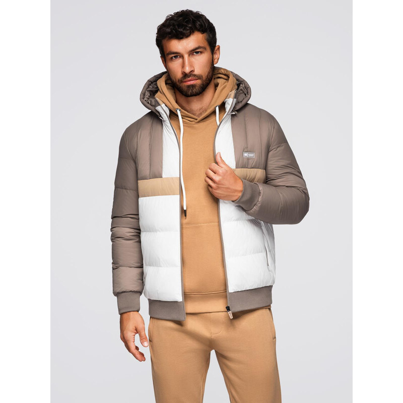 Ombre Colorful retro mens sports jacket - beige and white