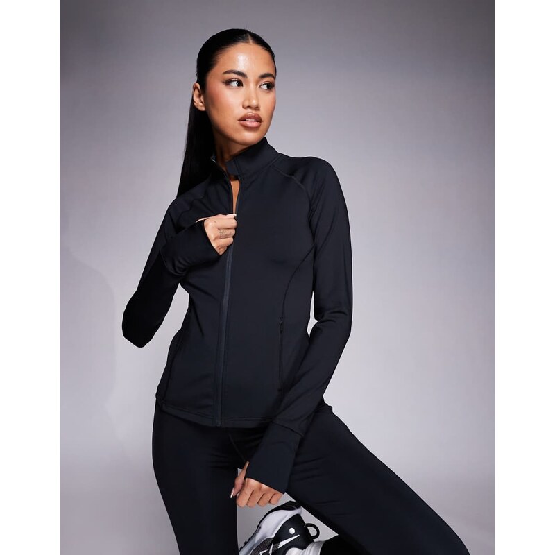 4505 Icon sculpting zip up long sleeve jacket in black 113261687