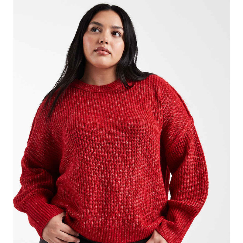 ONLY Curve slouchy jumper in red