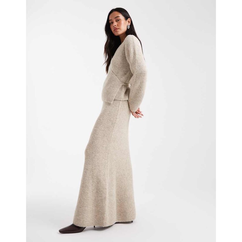 4th & Reckless wool feel ribbed knit fishtail maxi skirt co-ord