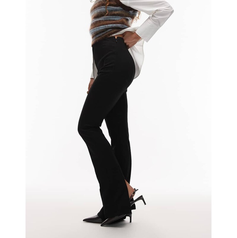 ASOS DESIGN tailored skinny ponte trousers with split in black