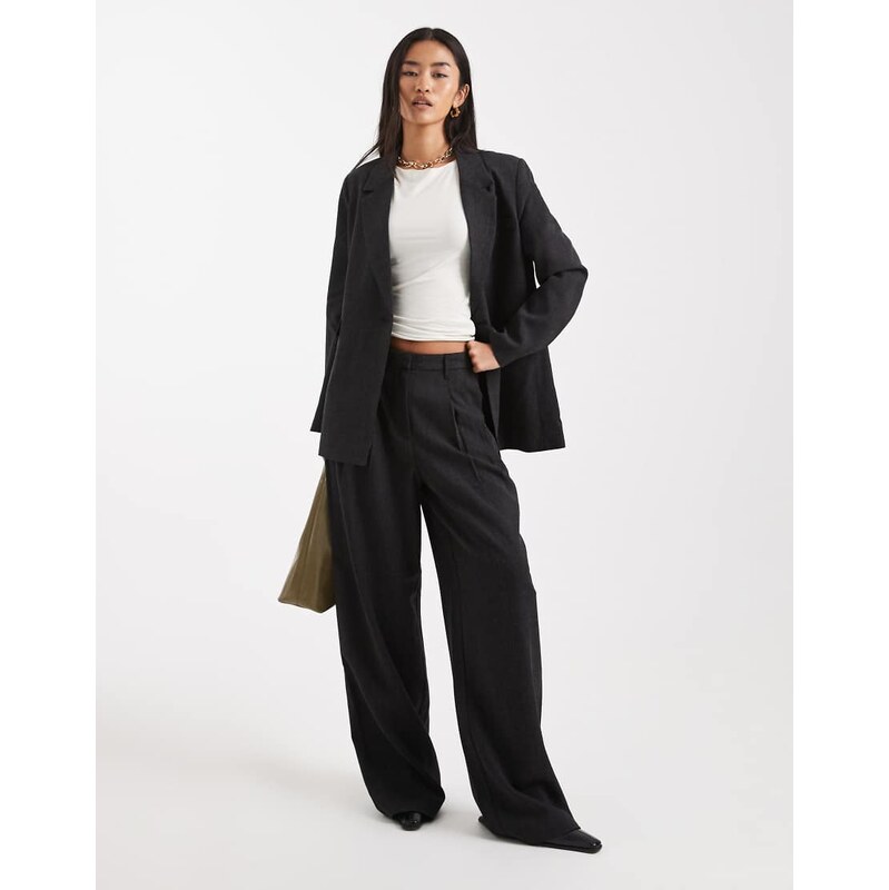 Vero Moda wide leg pleat front tailored trouser co-ord in dark
