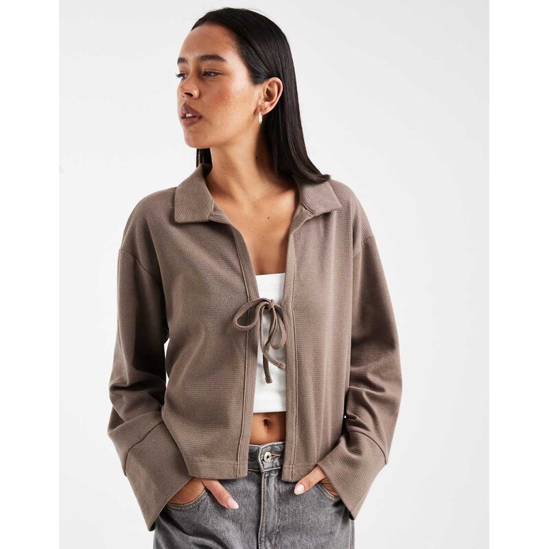 ONLY tie front cardigan in brown 109101678