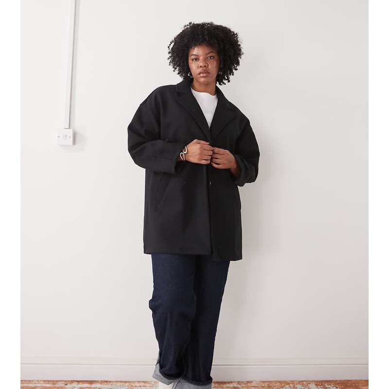 Noisy May Curve oversized collar jacket in black