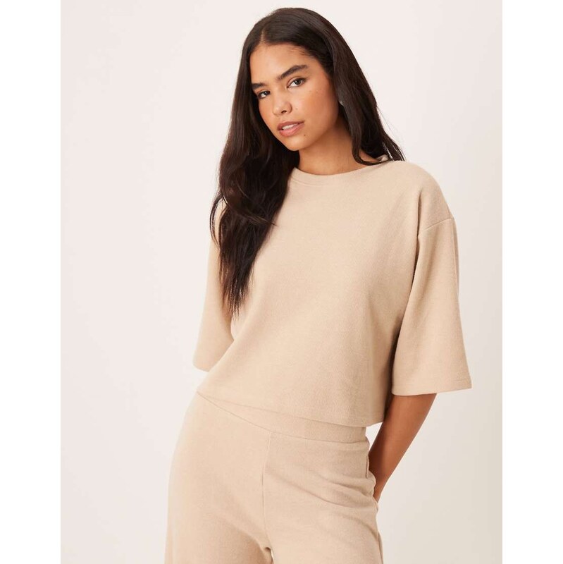 ASOS DESIGN Supersoft oversized boxy tee co-ord in light taupe