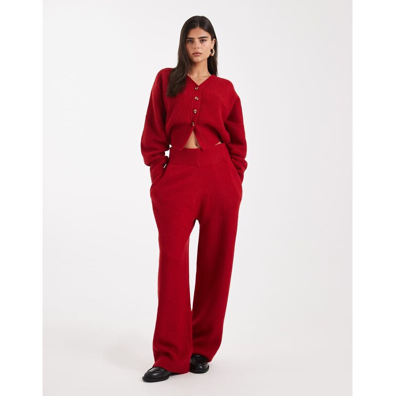COLLUSION knitted joggers co-ord in red-Grey