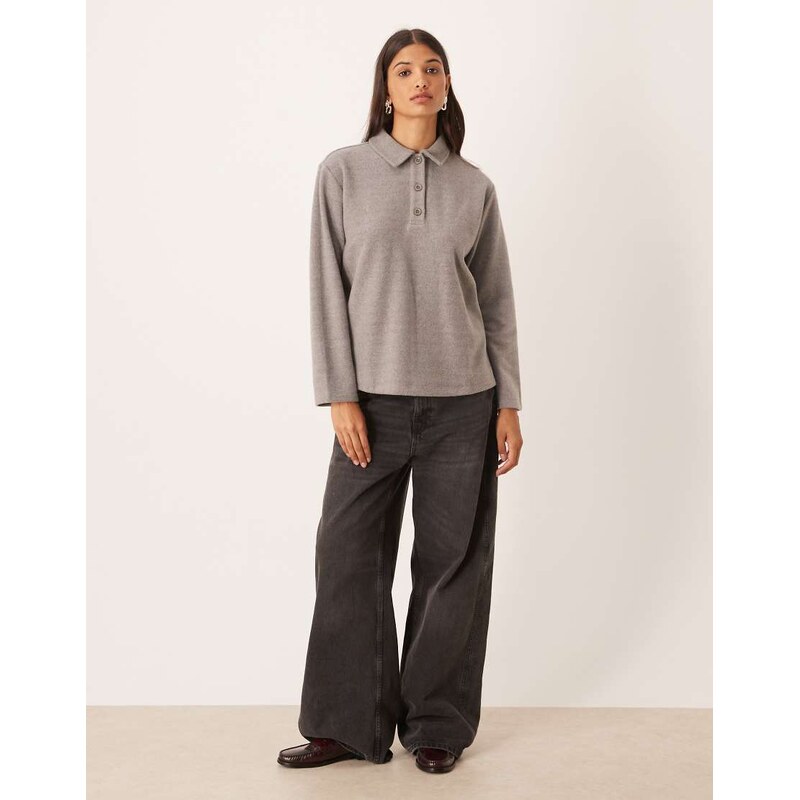 ASOS DESIGN supersoft rugby oversized top co ord in grey-Green