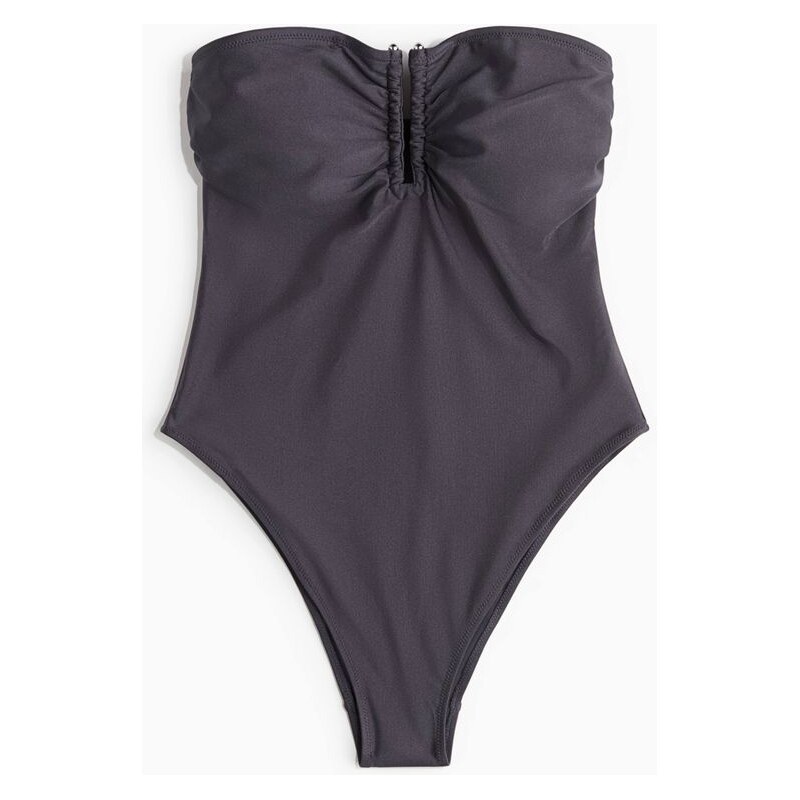 H&M - Plavky bandeaus vyztuženými košíčky - Tmavě Šedá