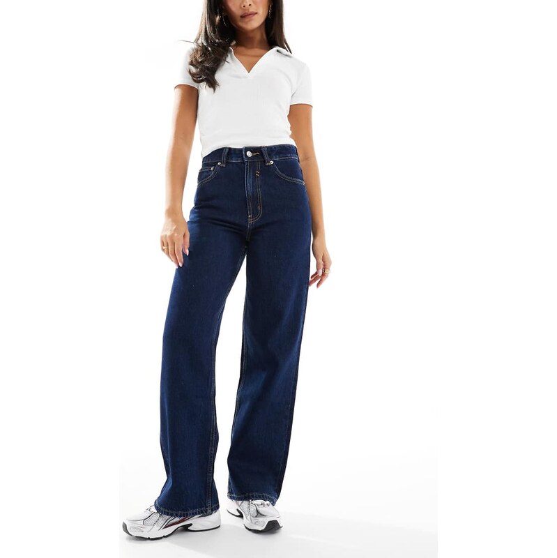 ASOS DESIGN wide leg dad jean in rinse-Navy