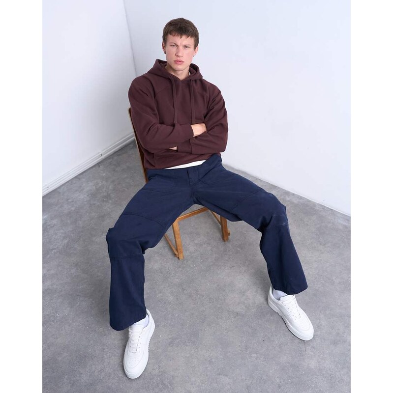 Topman boxy fit hoodie in brown