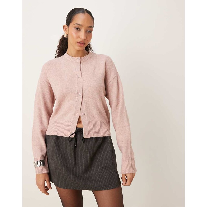 JJXX wool blend knitted cardigan in light pink 113739264