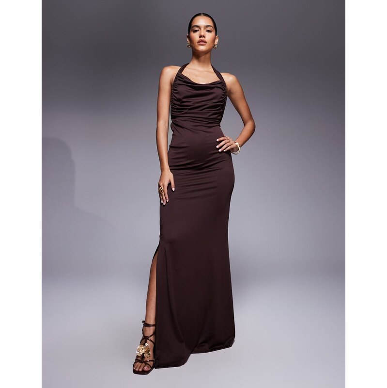 Aria Cove double layered slinky asymmetric halterneck low twist back 114604816