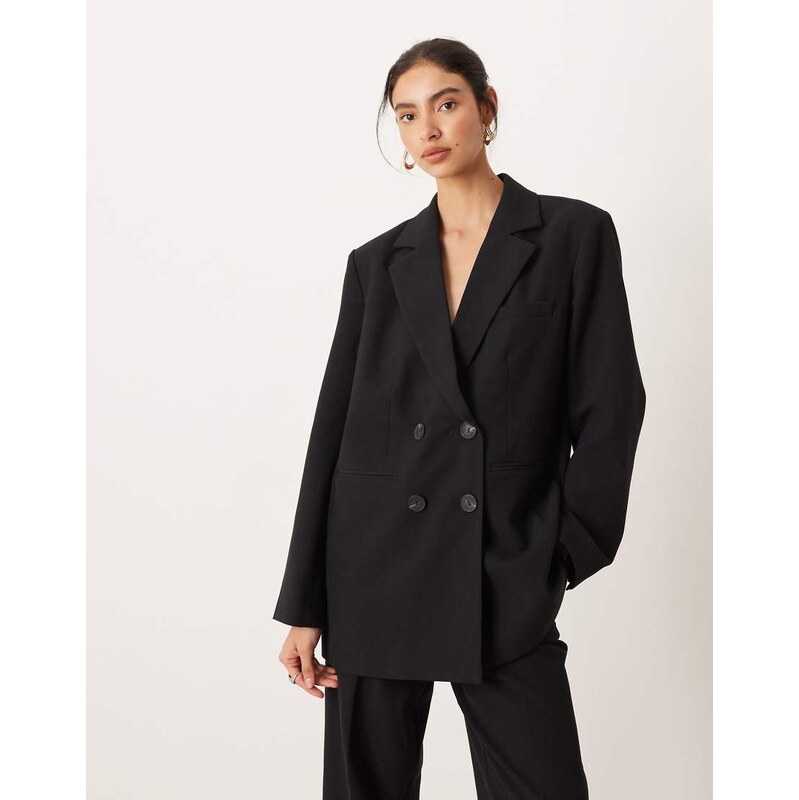 YAS tailored double breasted blazer co-ord in black 115515728