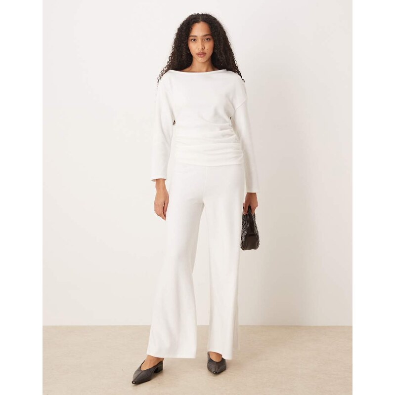 ASOS DESIGN supersoft co-ord wide leg trouser in winter white