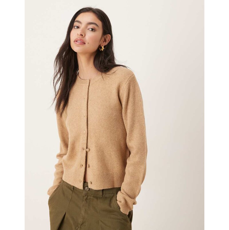 Mango compact knit cardigan in brown 109109247