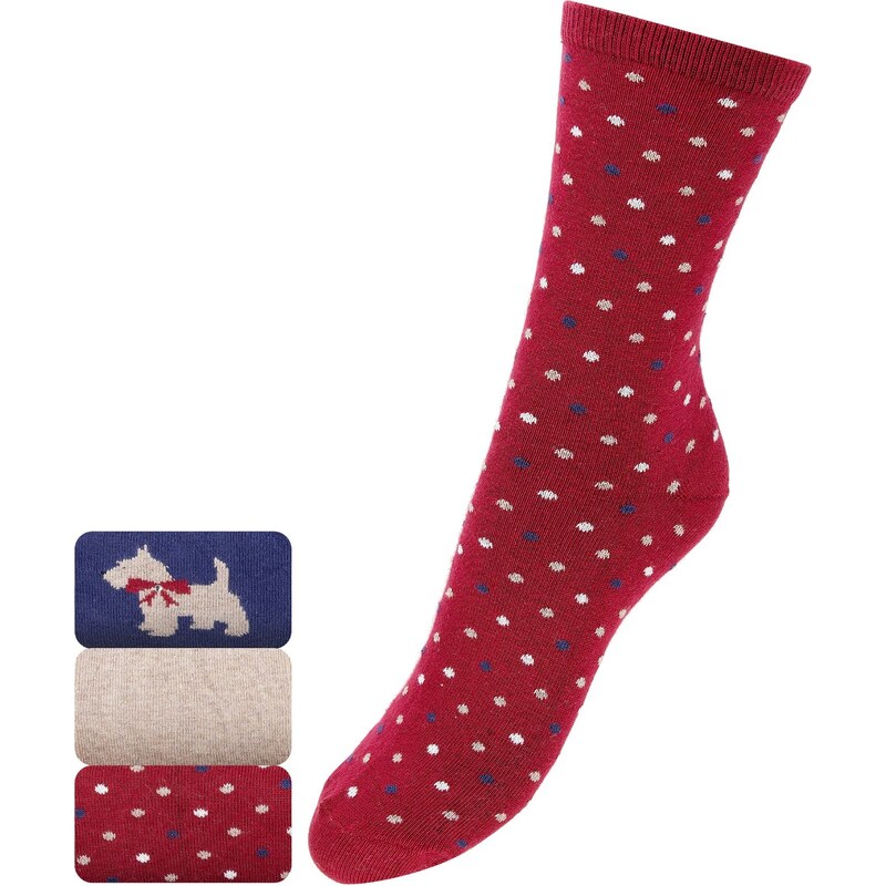 Marks and Spencer 3 Pairs of Freshfeet™ Cotton Rich Scotty Dog Socks with Silver Technology