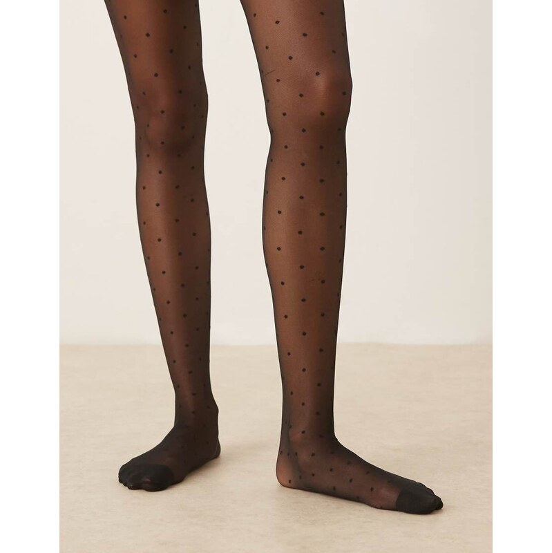 JJXX sheer tights with polka dots in black