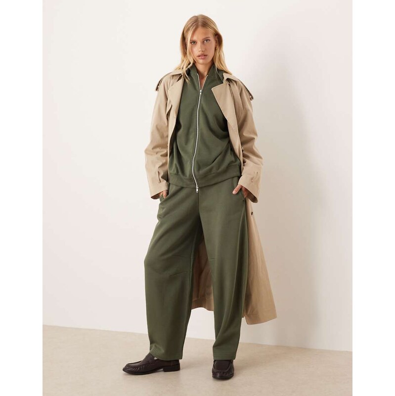 ASOS DESIGN co-ord barrel leg jogger in khaki-Green