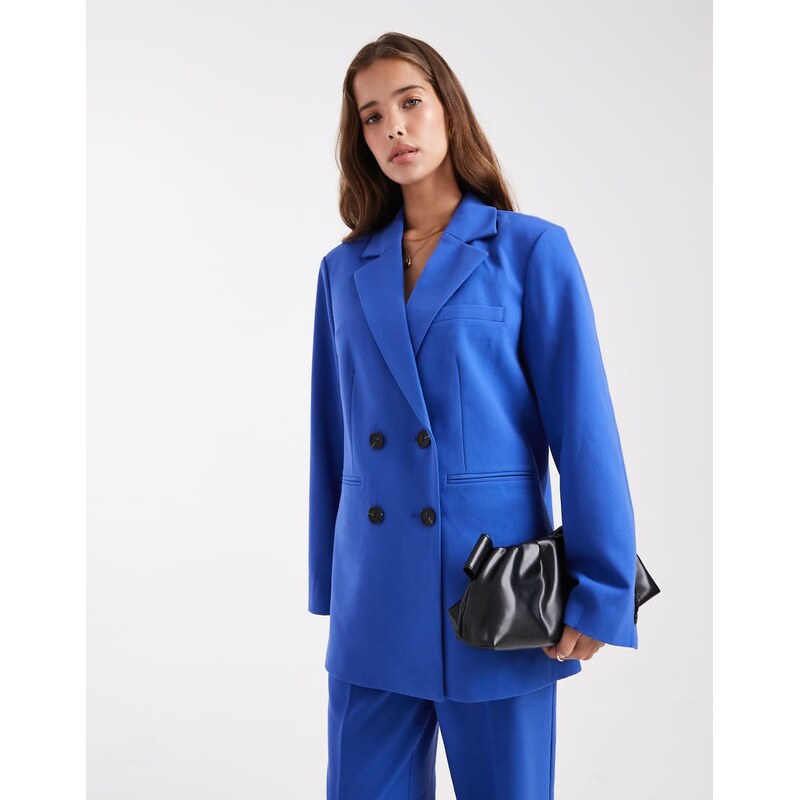 YAS tailored double breasted blazer co-ord in dark blue 115519716