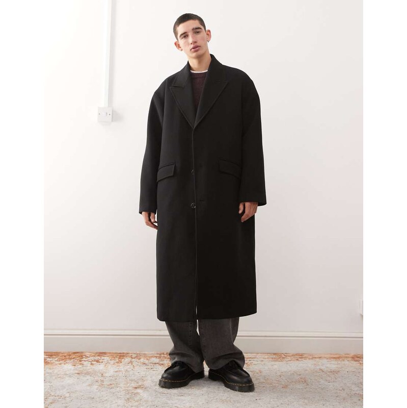 Weekday wool blend coat in black