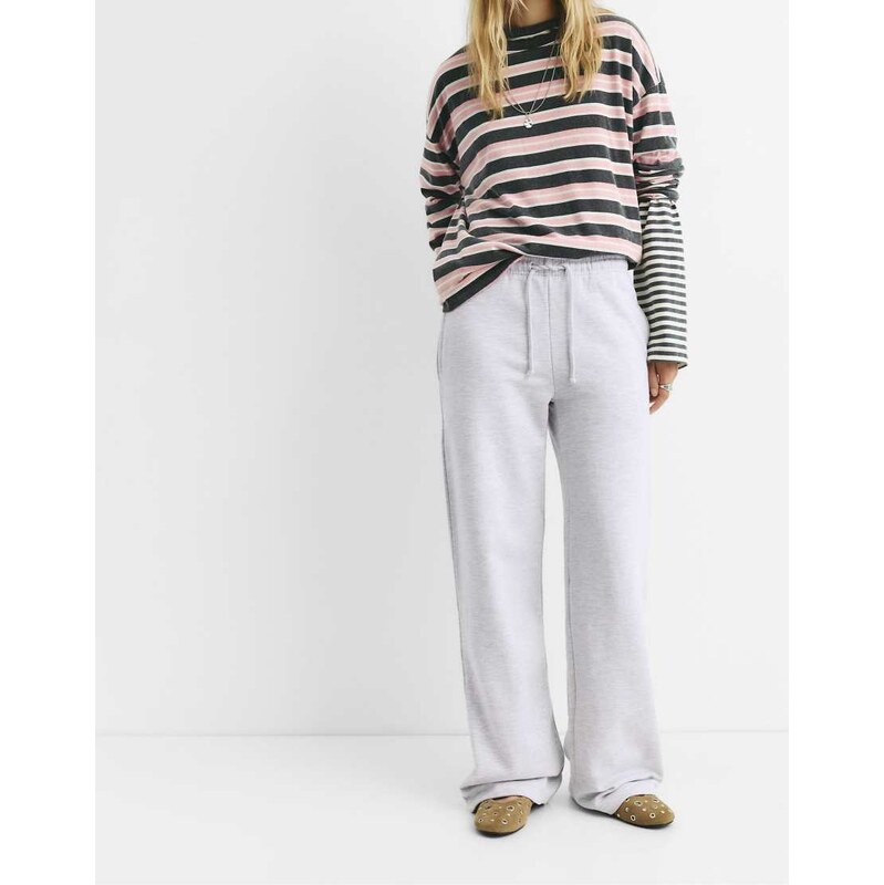 Pull&Bear Flowy tracksuit bottoms in grey marl 109149494