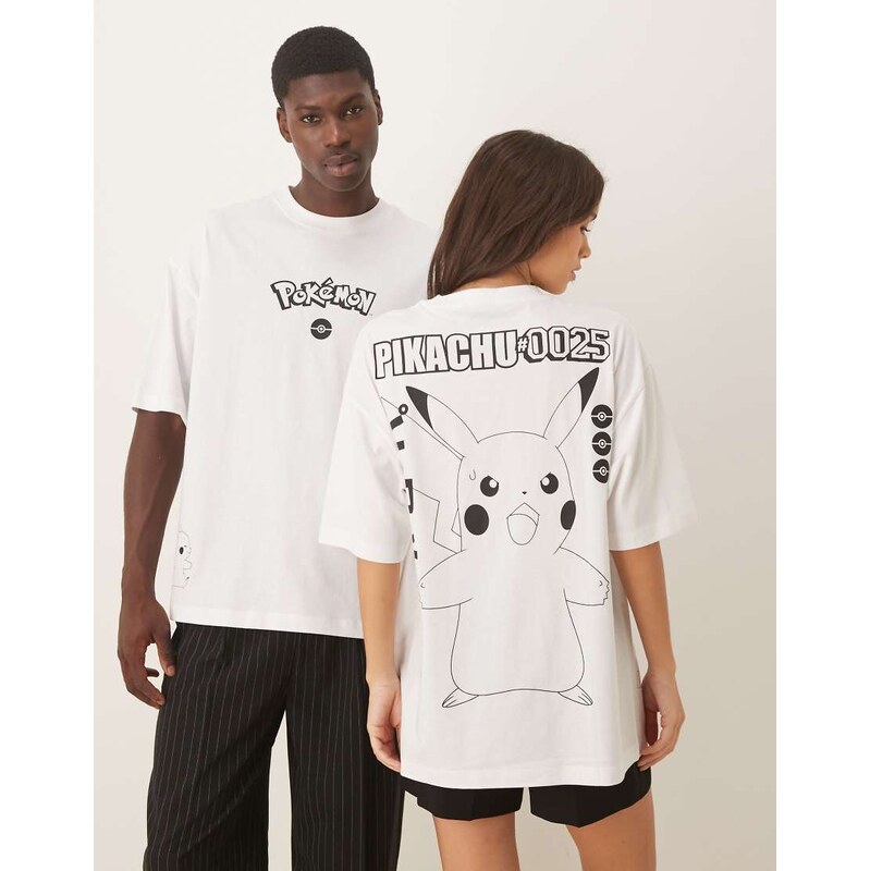 ASOS DESIGN unisex oversized t-shirt with Pokemon print in white 109821463
