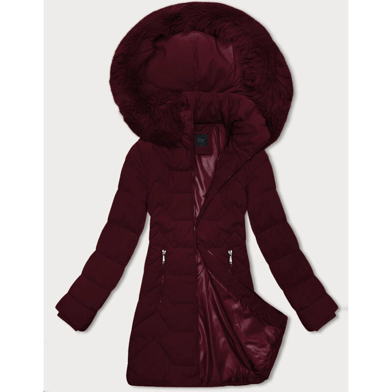 Dámská bunda s kapucí J Style bordó (16M9121-06) 109108402